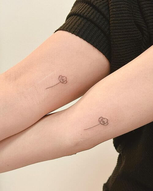 Mini Flower Matching Tattoos