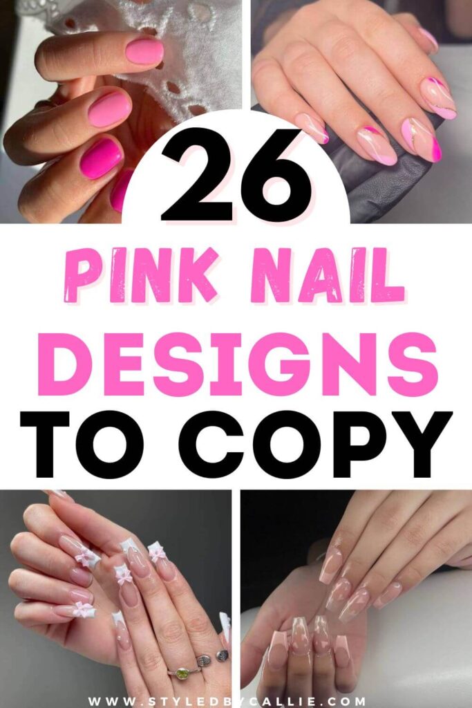 pink nail designs collage