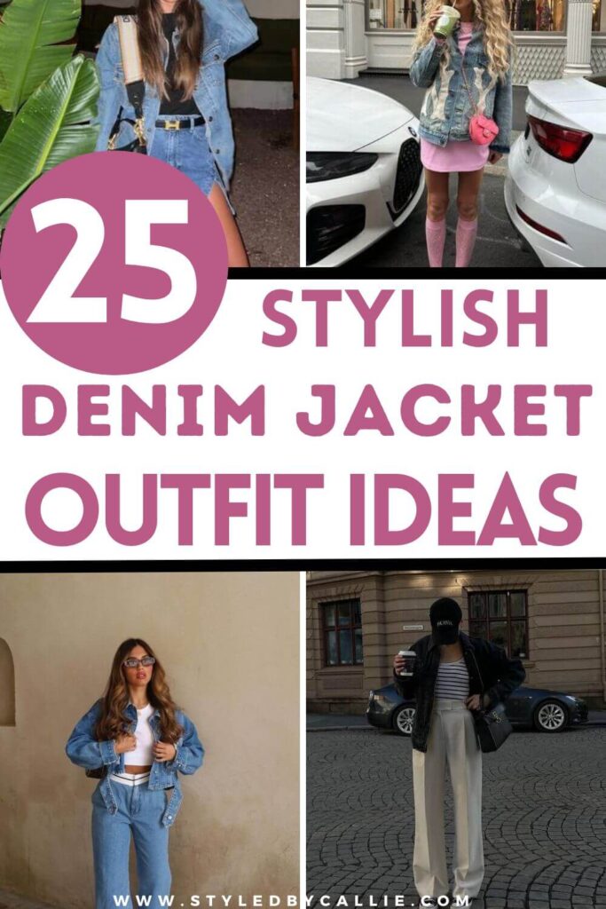 a compilation of images of denim jacket outfit ideas