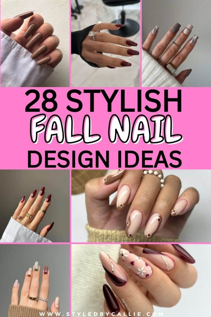 a collage of fall nail designs to try