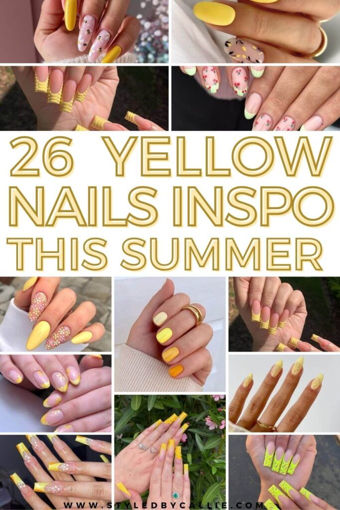 compilation of yellow nail designs for summer