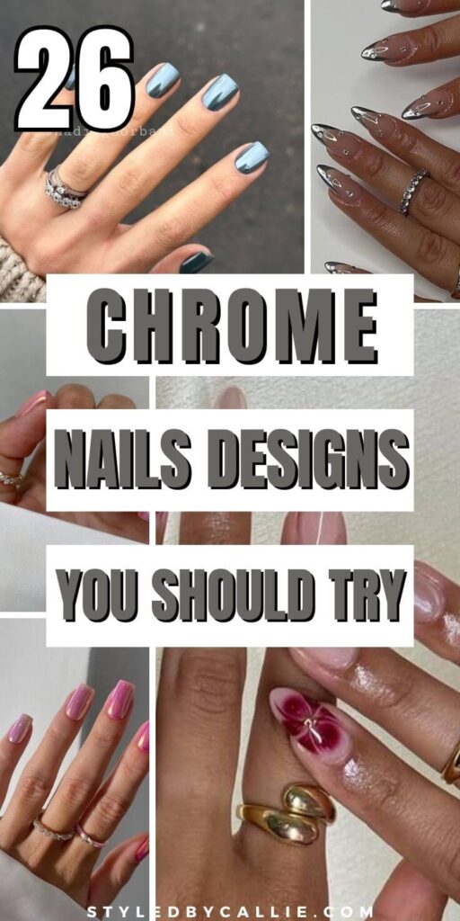 a compilation of chrome nails designs