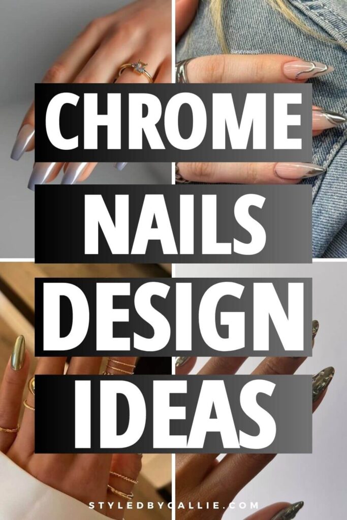 a collage of chrome nails design ideas