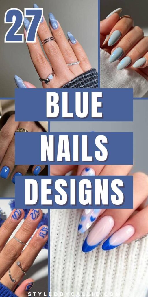 a compilation of must try blue nails designs