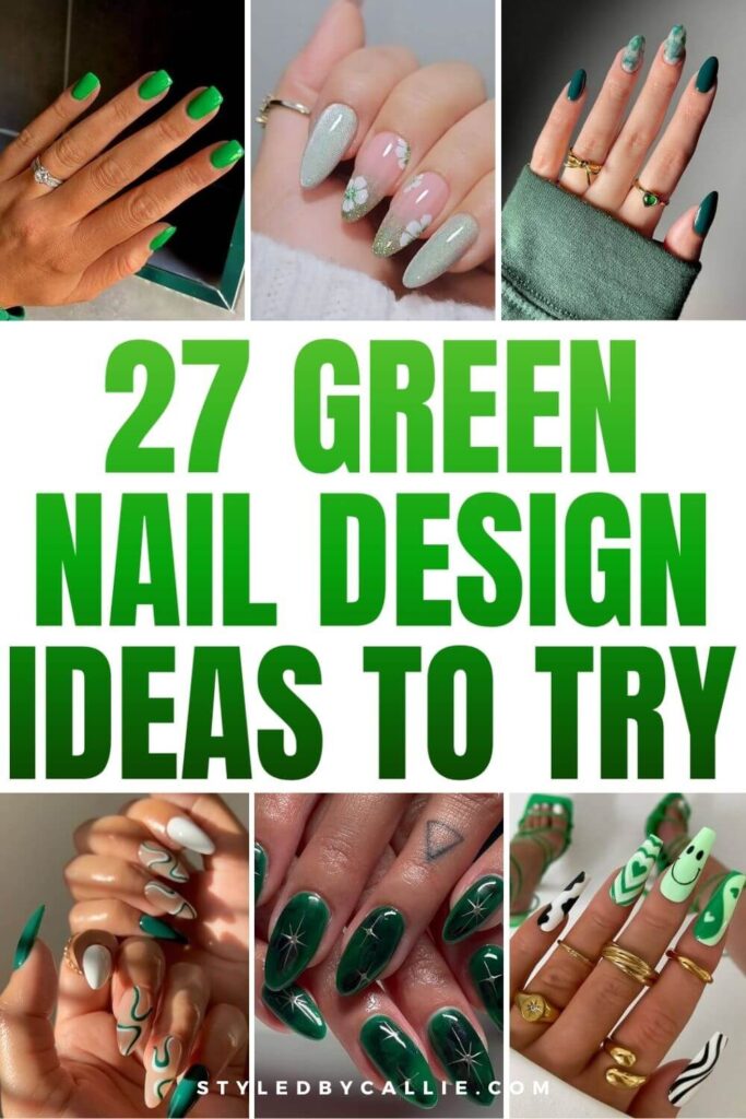 a collage of green nails to try