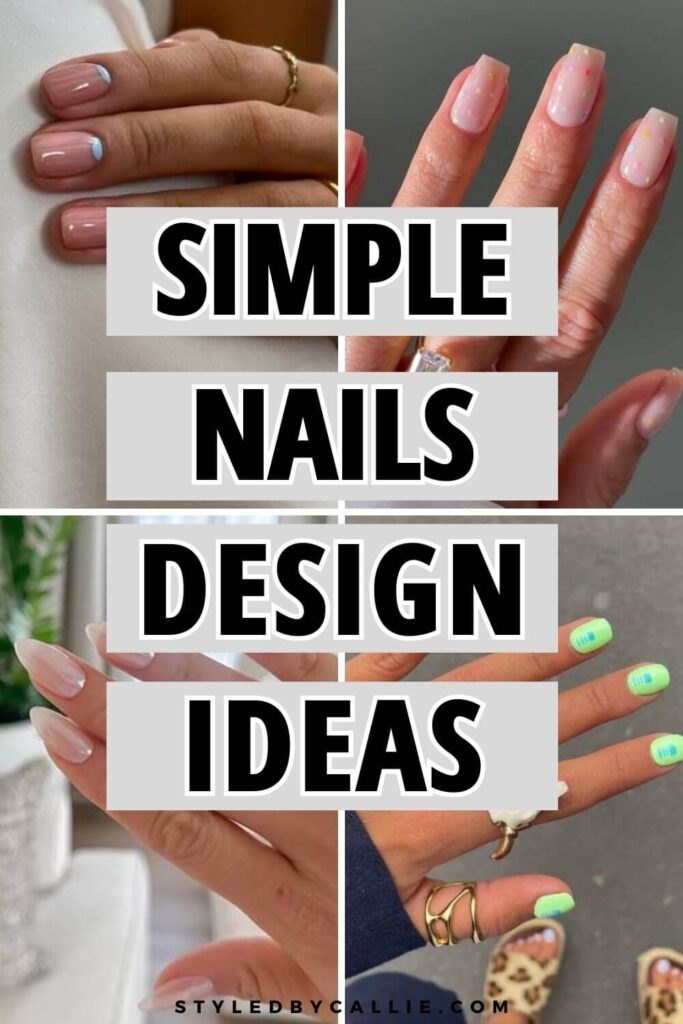 a collage of simple nails designs