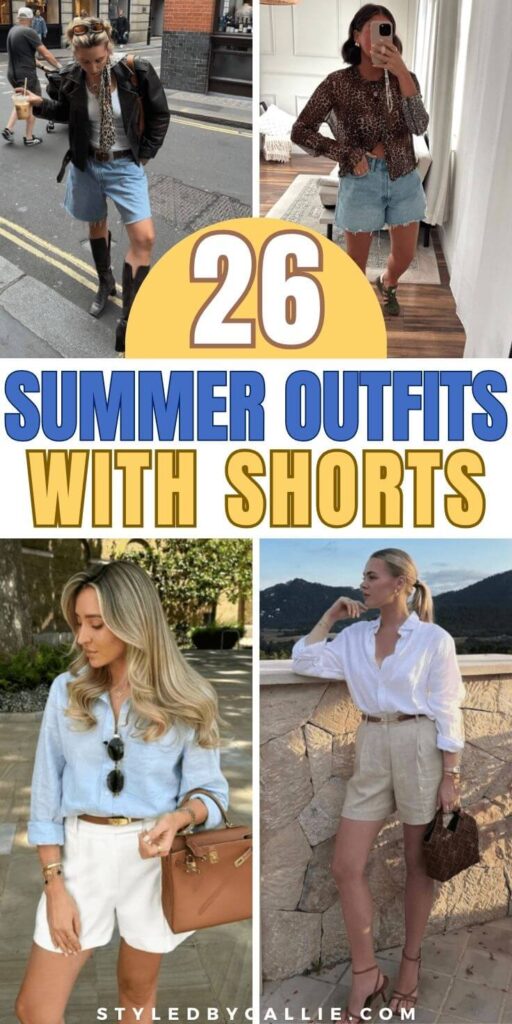 A compilation of summer outfits with shorts