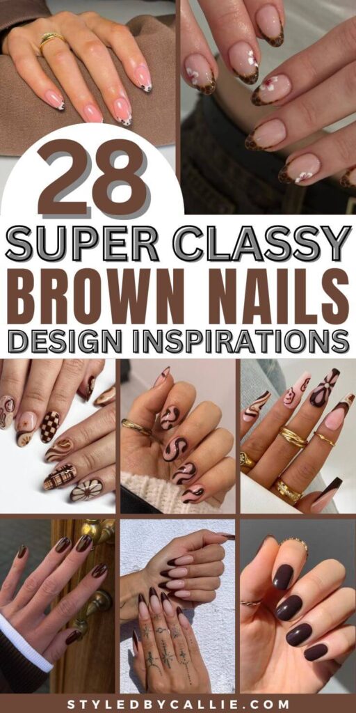 a collage of brown nails design ideas