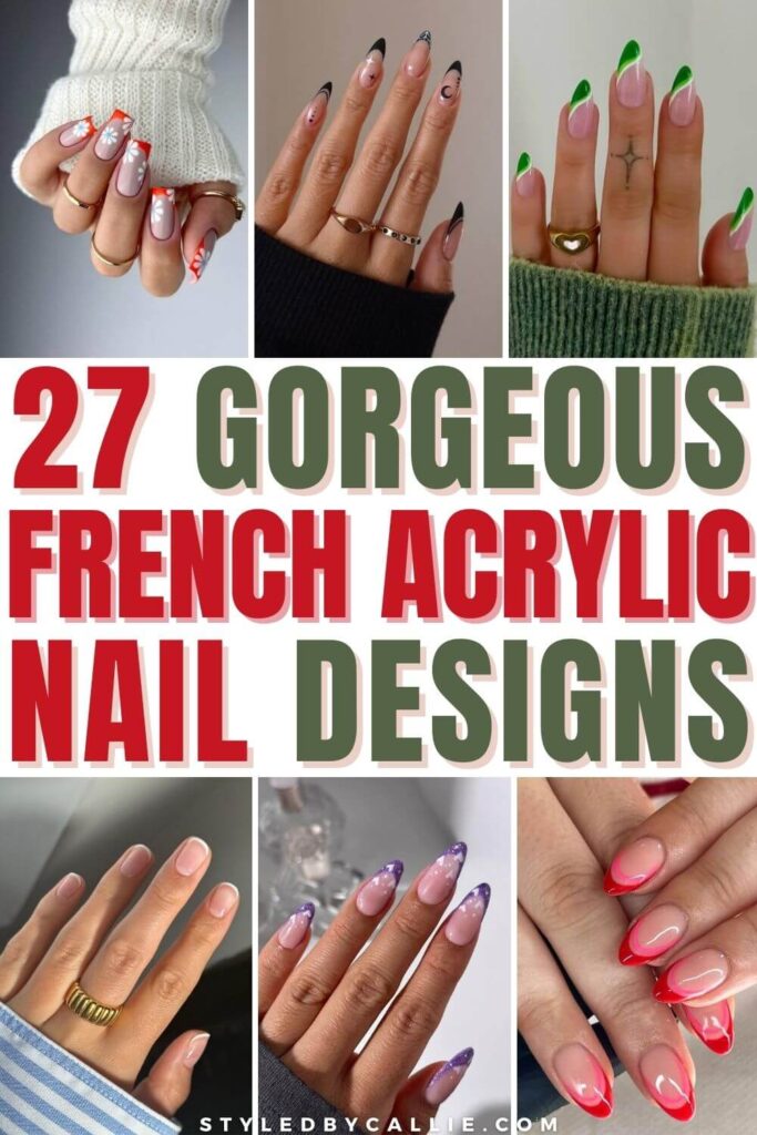 a compilation of French acrylic nails design ideas