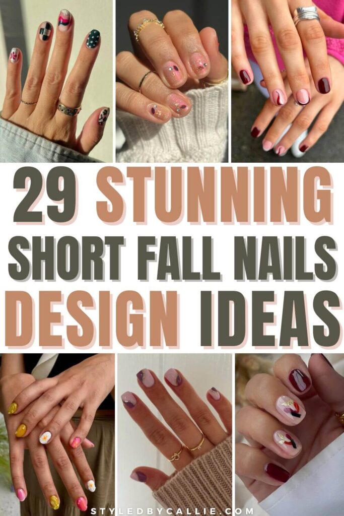 a collage of short fall nails design ideas