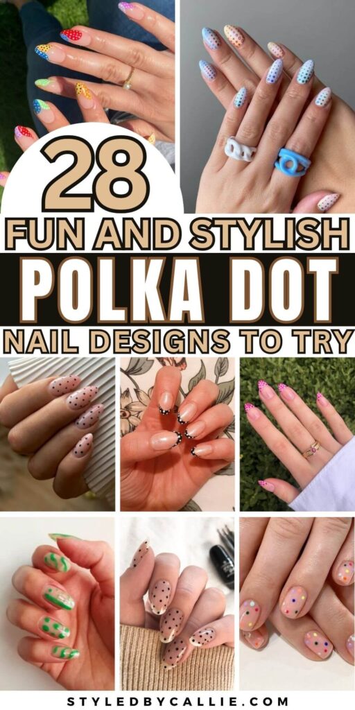 a collage of polka dot nails inspirations