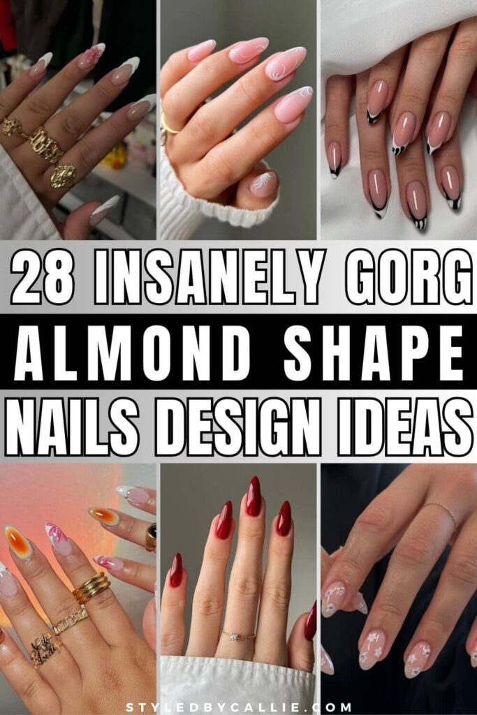 collage of almond shape nails