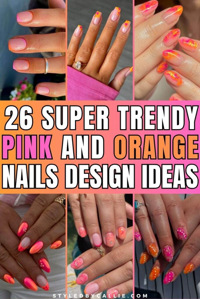 compilation of pink and orange nails